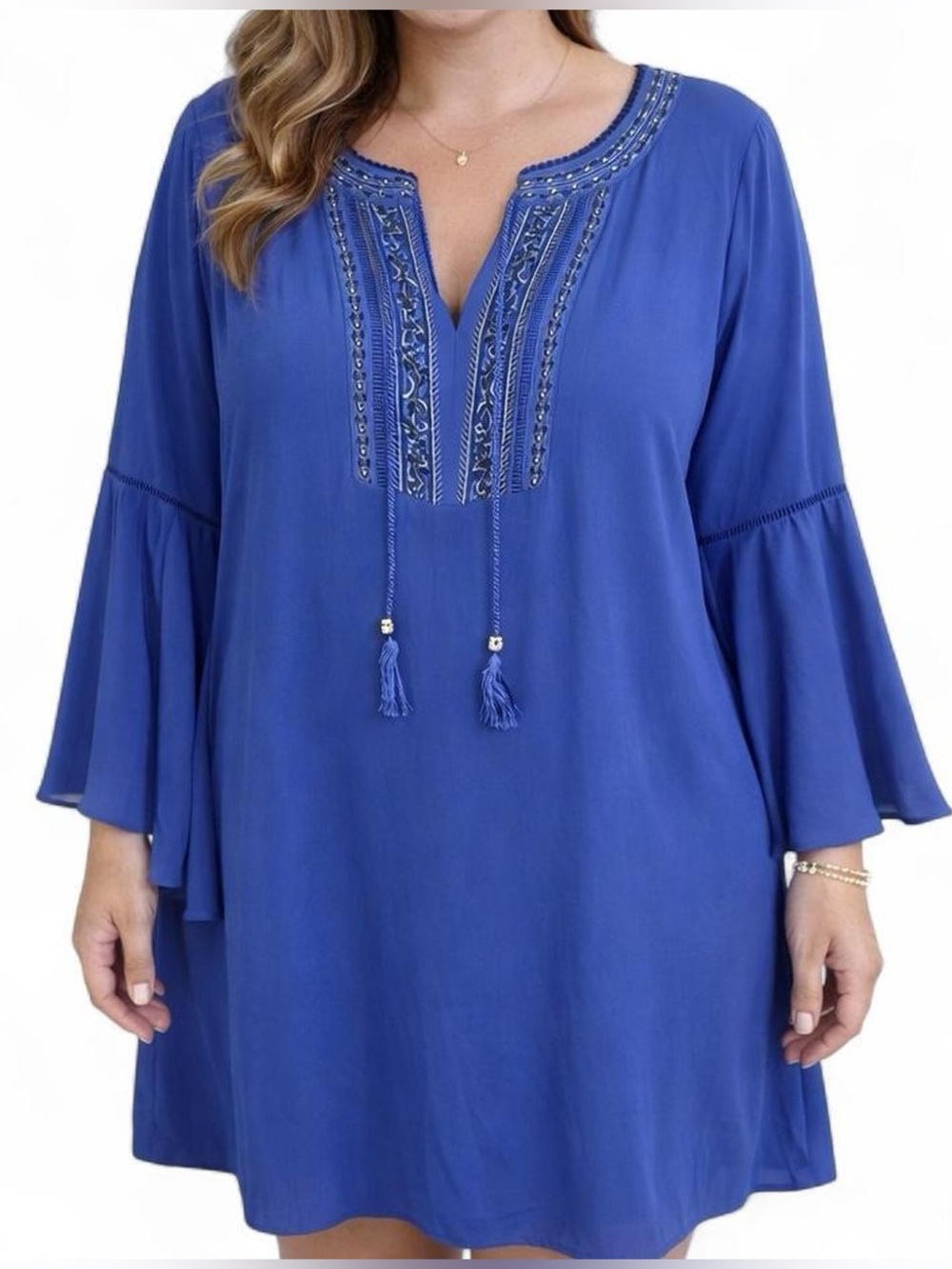 White House Black Market Cobalt Blue Blouse with Trim Detail